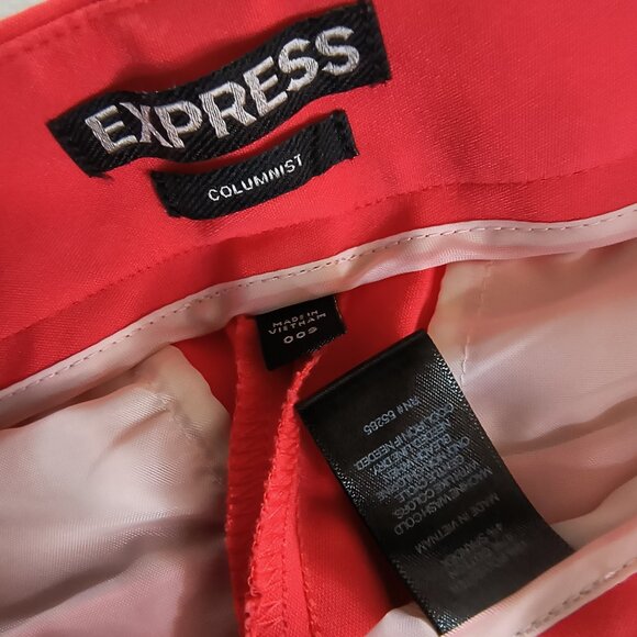 Express Columnist Ankle Low Rise Size 00 Short Hot Coral Stretch Pants - Picture 8 of 10